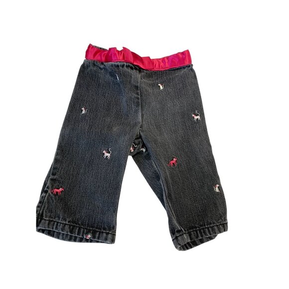 Gymboree Other - Gymboree Girls Infant Baby 3 6 Months Black Jeans Embroidered Cats Vintage Pull
